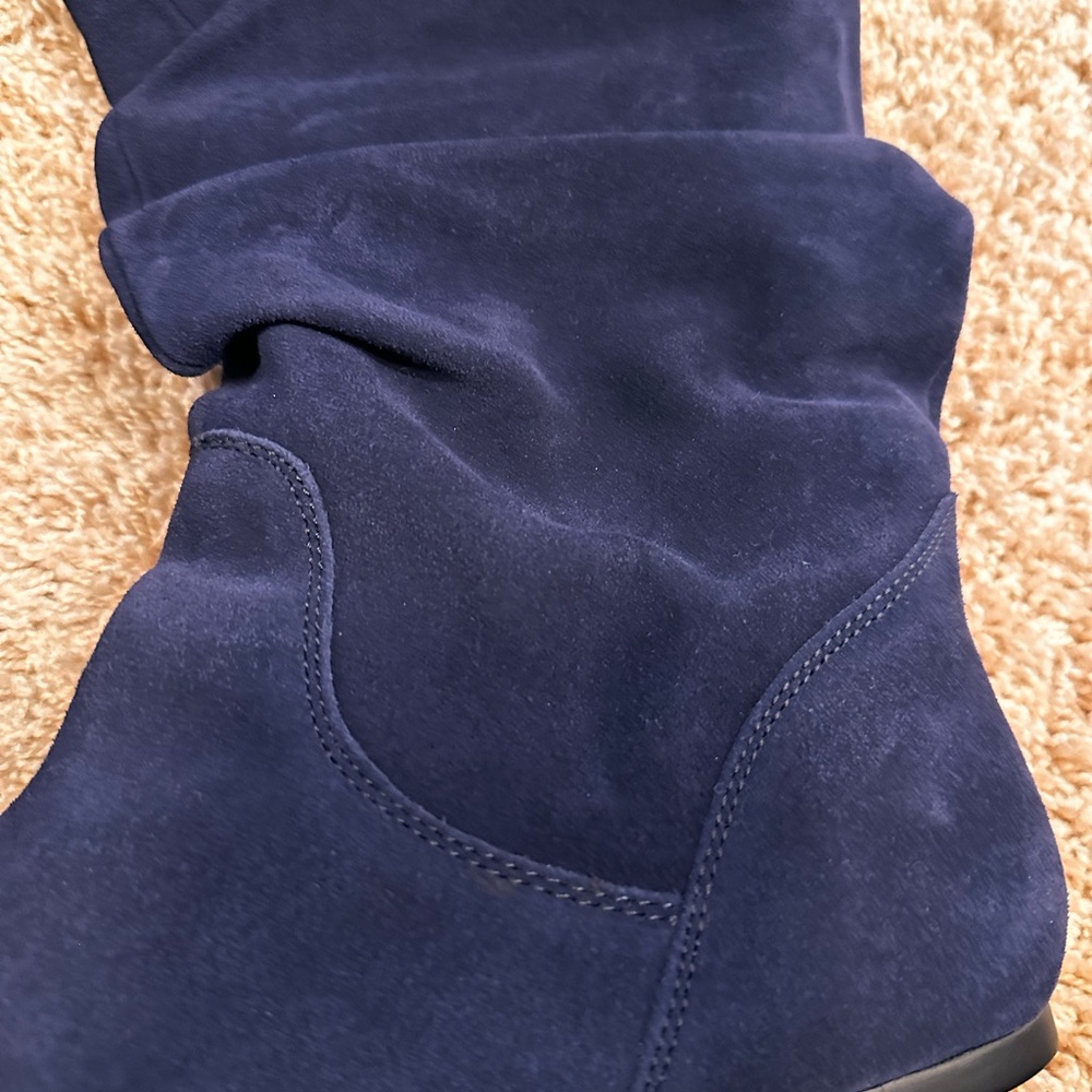 NEW - STEVE MADDEN BLUE SUEDE SLOUCH BOOTS - Picture 8 of 11